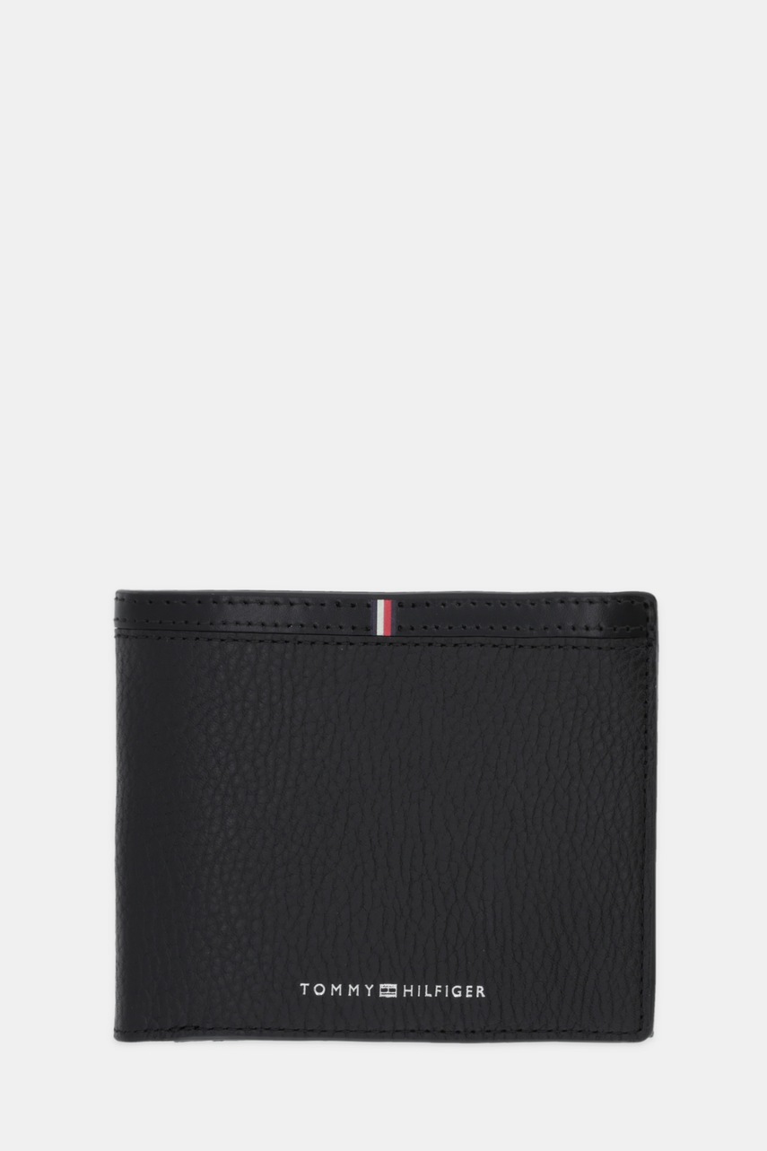 Levně Kožená peněženka Tommy Hilfiger pánská, černá barva, AM0AM13969