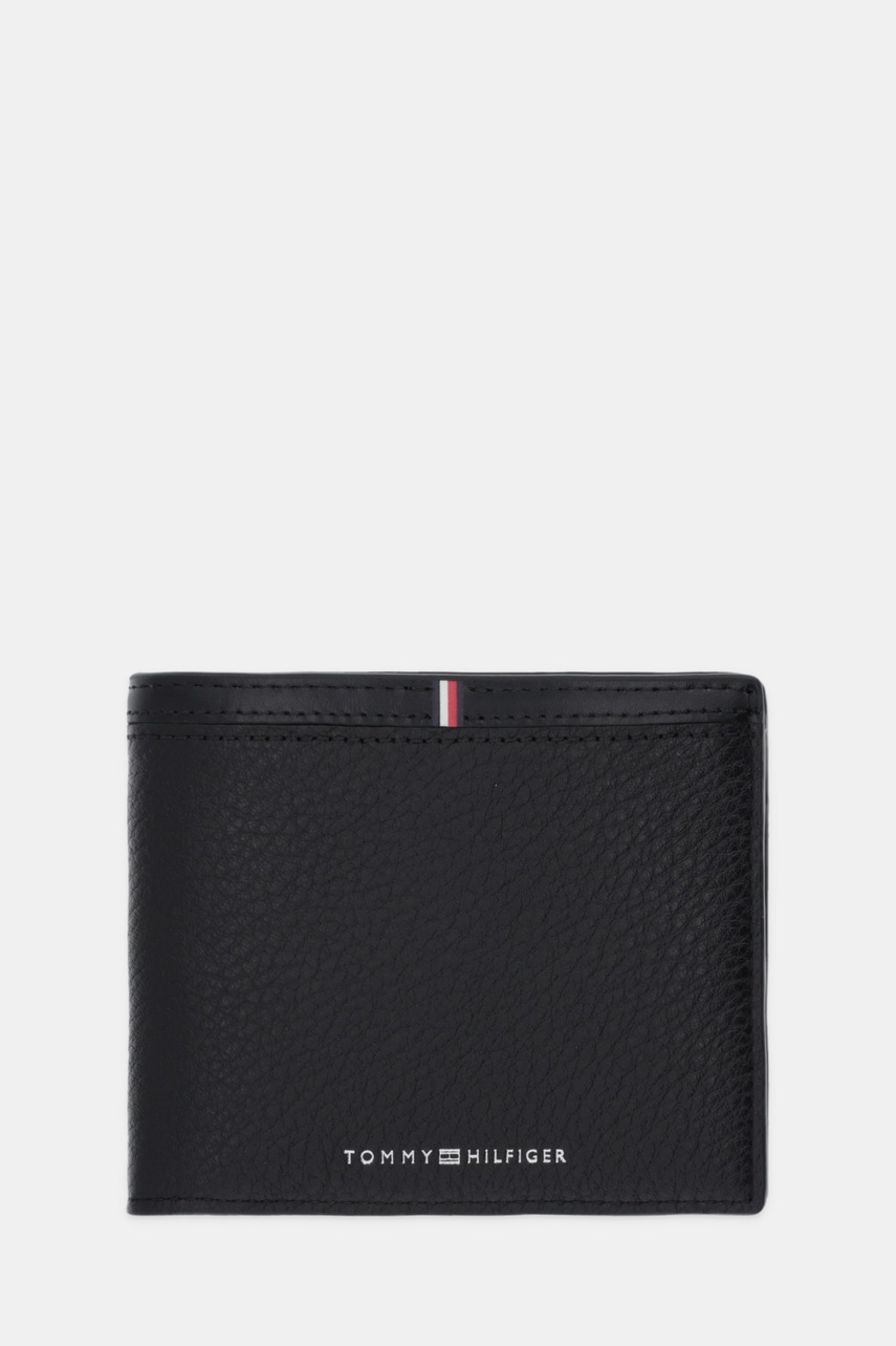 Levně Kožená peněženka Tommy Hilfiger pánská, černá barva, AM0AM13970