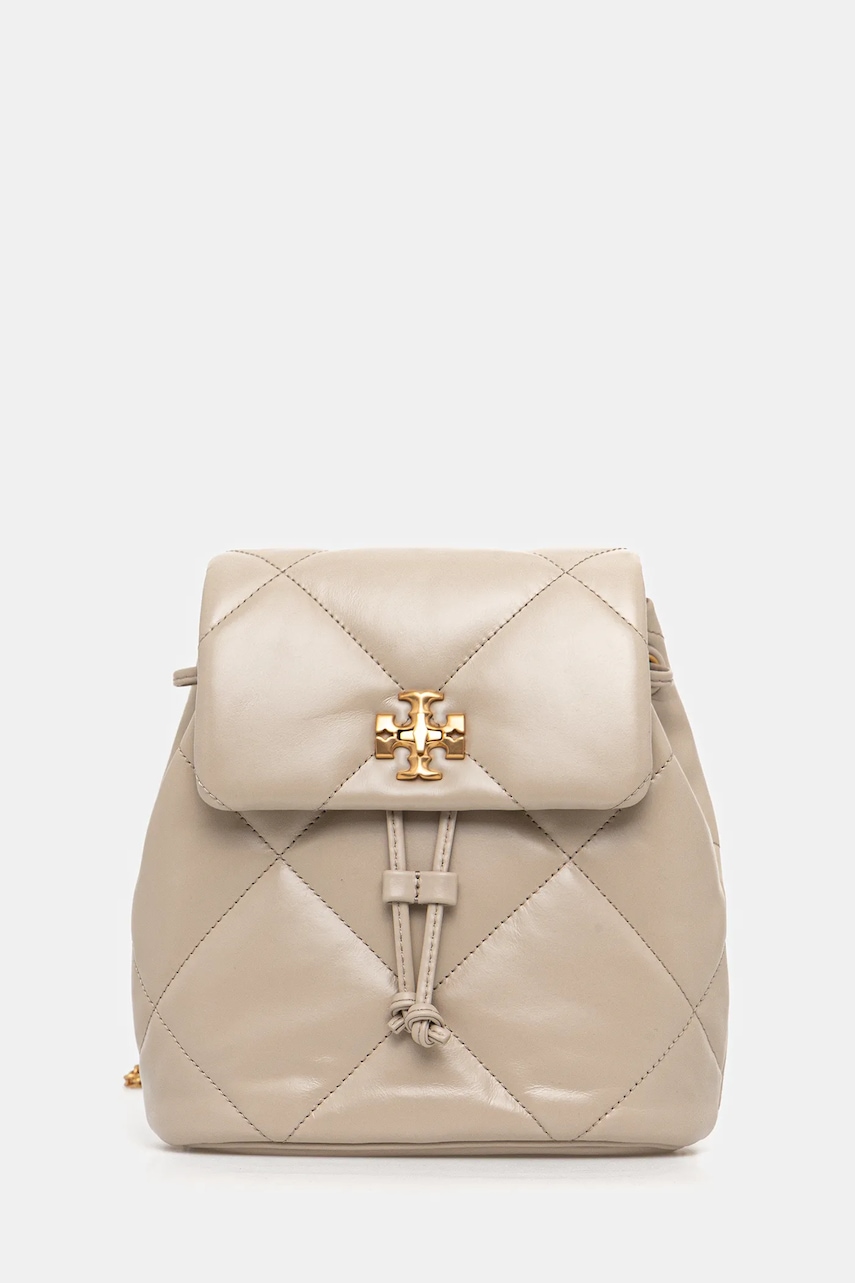 Tory Burch ghiozdan de piele Kira Diamond culoarea bej, mic, uni, 170485-250
