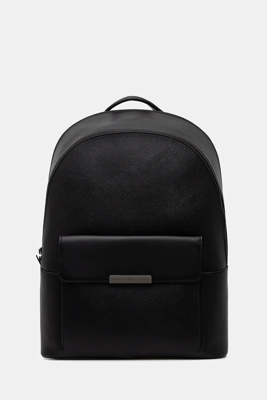 Kožený batoh Tommy Hilfiger pánský, černá barva, velký, AM0AM13981