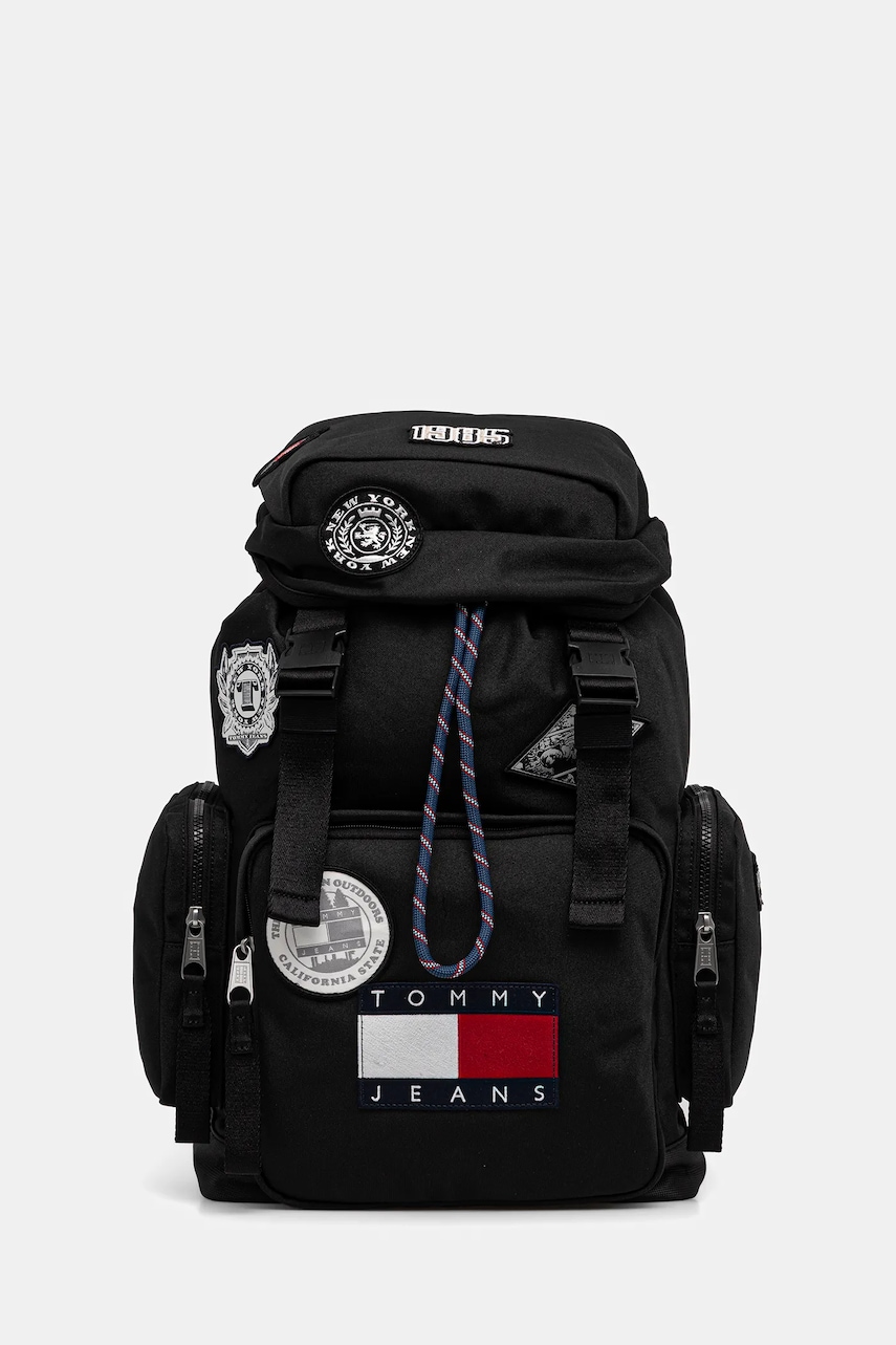 Tommy Jeans rucsac culoarea negru, mare, cu imprimeu, AM0AM14055