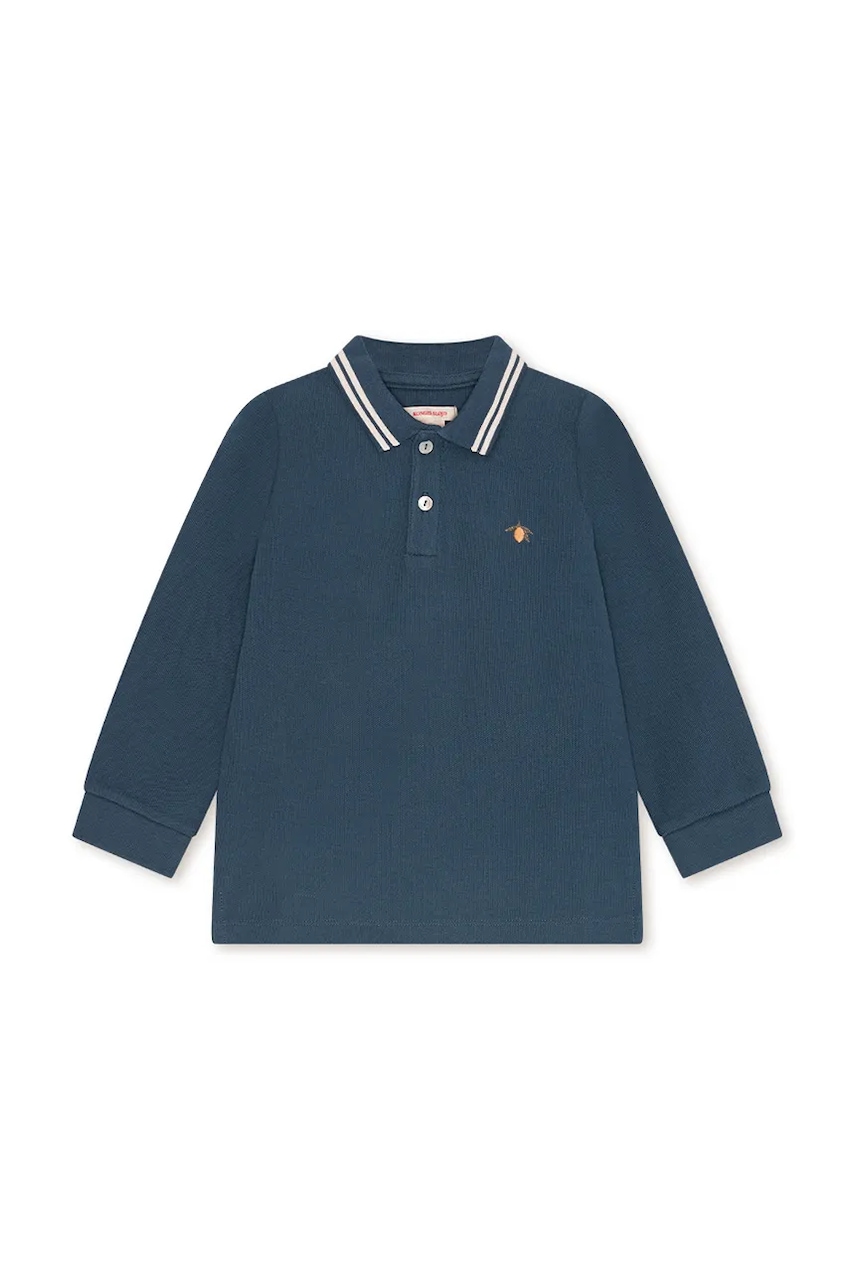 Konges Sløjd longsleeve din bumbac pentru copii FLORIAN LS POLO GOTS culoarea bleumarin, cu imprimeu, KS104511