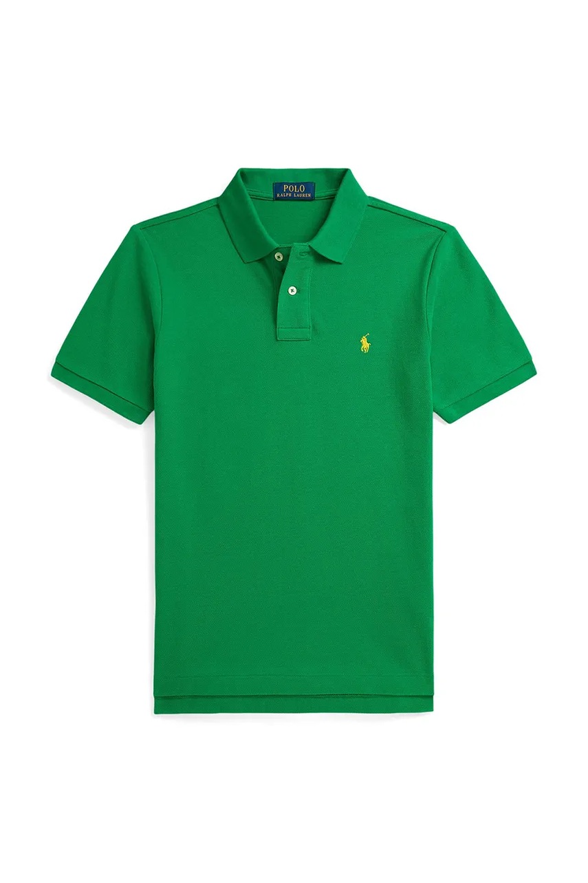 Levně Dětská bavlněná polokošile Polo Ralph Lauren zelená barva, hladká, 323703632503