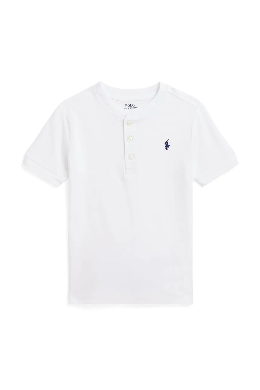 Levně Dětská bavlněná polokošile Polo Ralph Lauren bílá barva, hladká, 322925323005