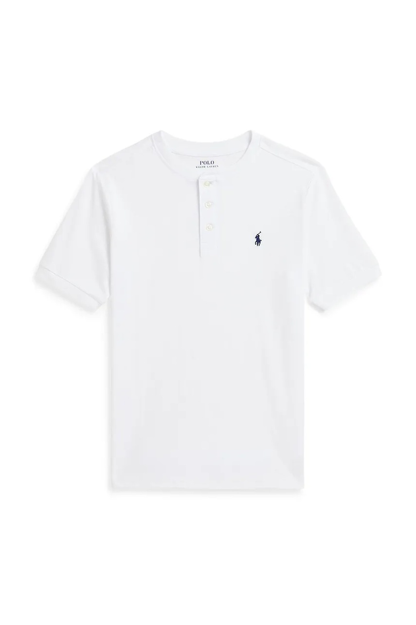 Levně Dětská bavlněná polokošile Polo Ralph Lauren bílá barva, hladká, 323925323005