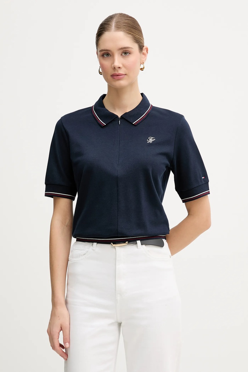 Levně Polo tričko Tommy Hilfiger dámské, tmavomodrá barva, WW0WW47853