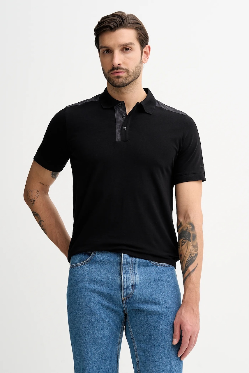 Karl Lagerfeld tricou polo culoarea negru, uni, 561221.745018