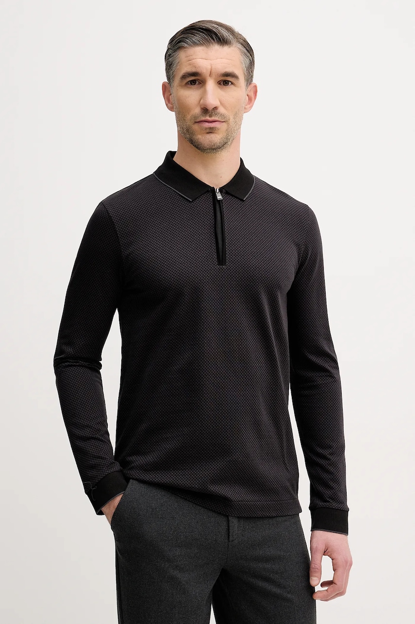 BOSS longsleeve din bumbac culoarea negru, 50549583