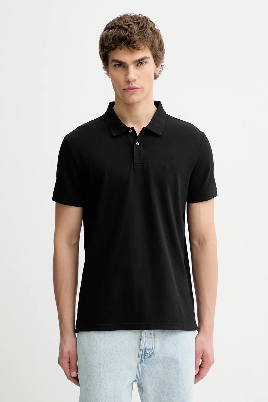 Levně Polo tričko Calvin Klein pánské, černá barva, LV04LC254G