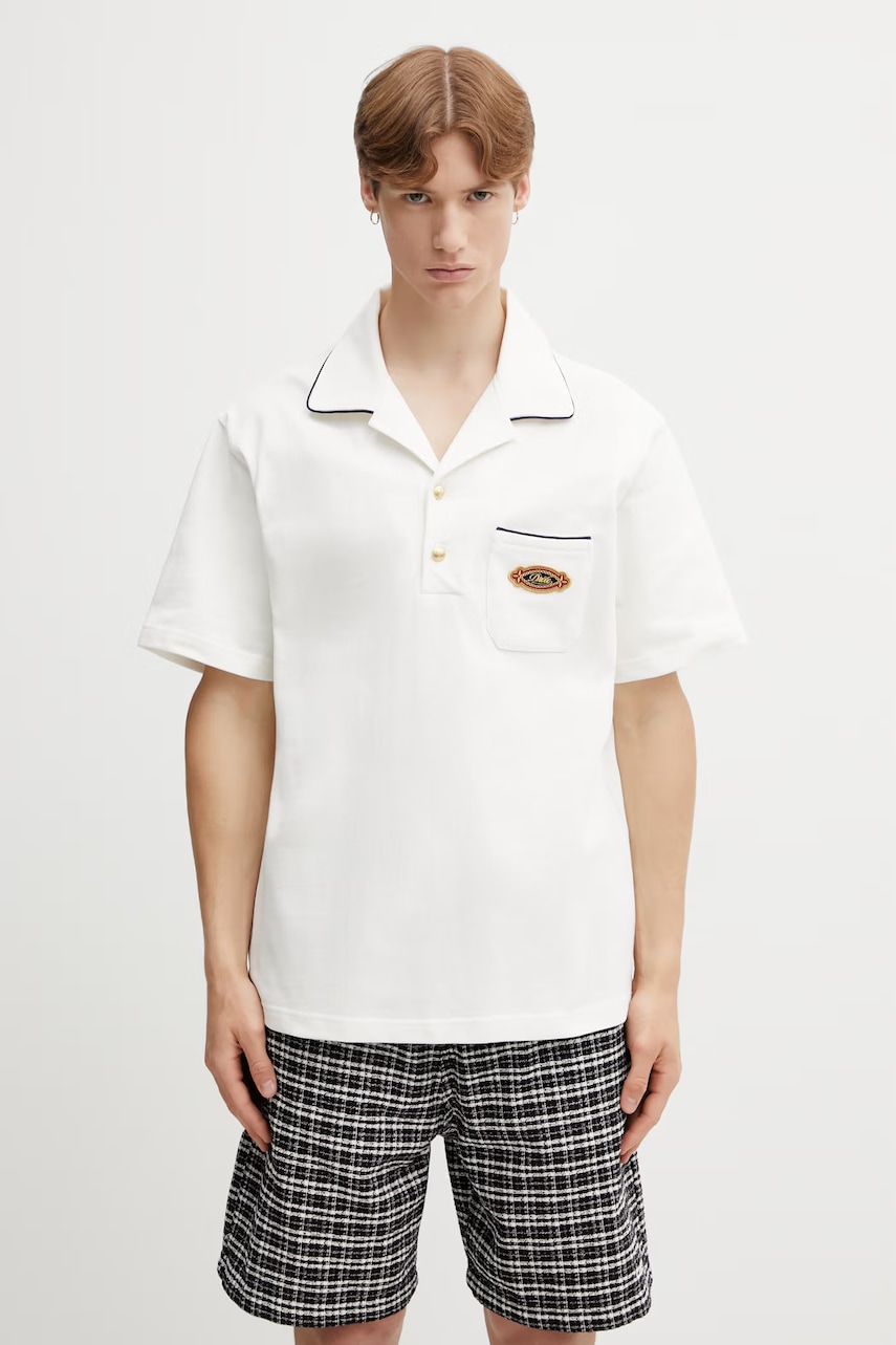 Levně Drôle de Monsieur polo pánské bavlněné Patch