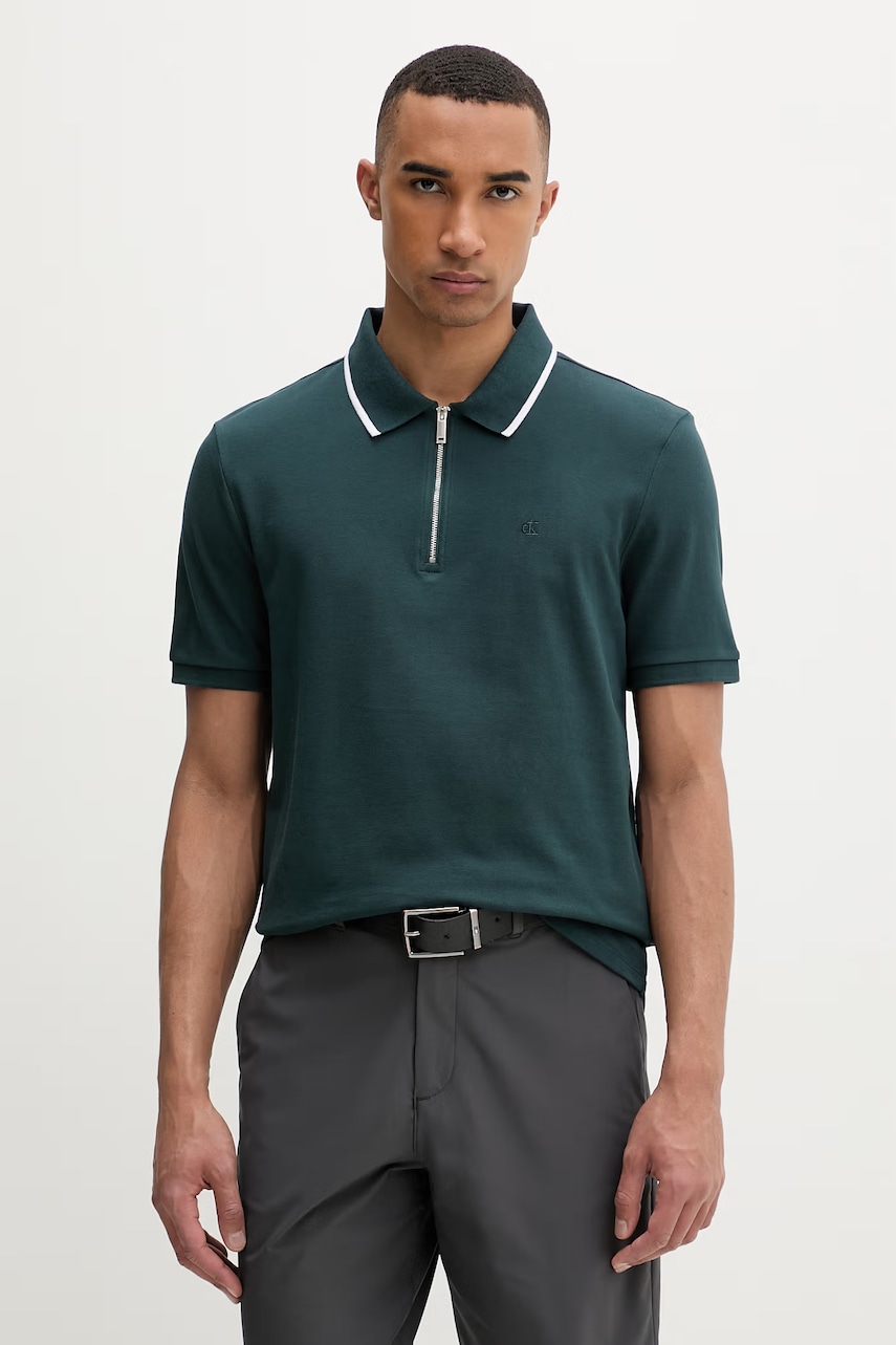 Calvin Klein πόλο ανδρικό βαμβακερό LV04LF214G τιρκουάζ 2XL,L,M,S,XL