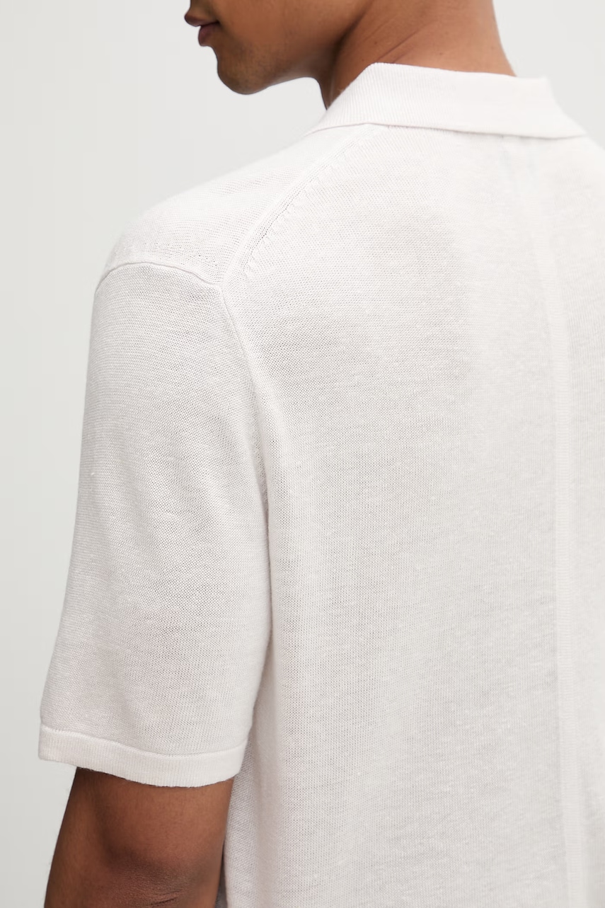 Calvin Klein úpletové polo tričko pánske s prímesou ľanu