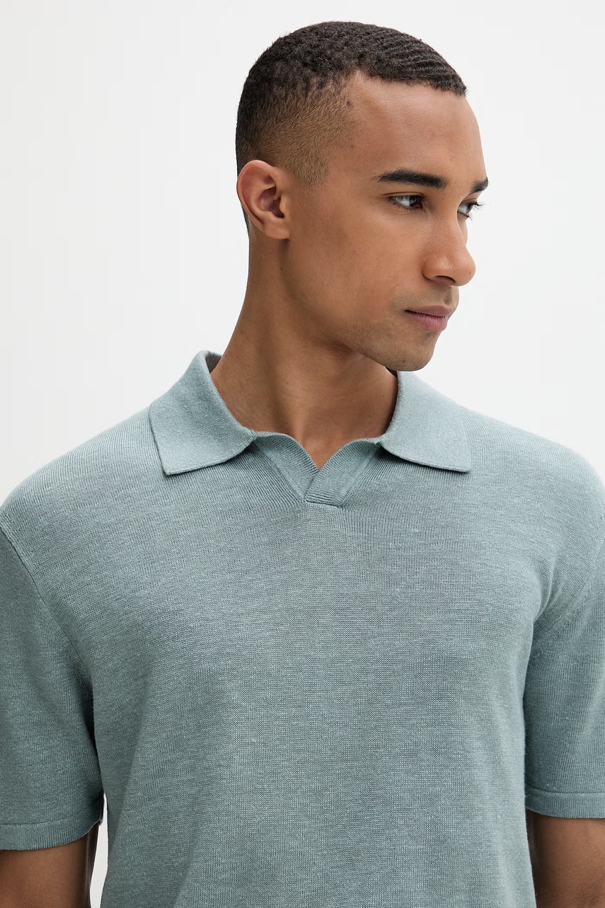 Calvin Klein úpletové polo tričko pánske s prímesou ľanu