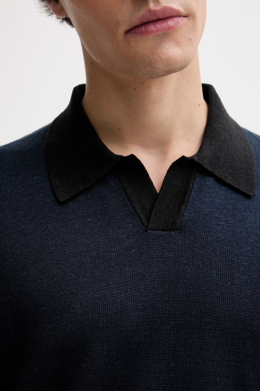 Calvin Klein úpletové polo tričko pánske s prímesou ľanu