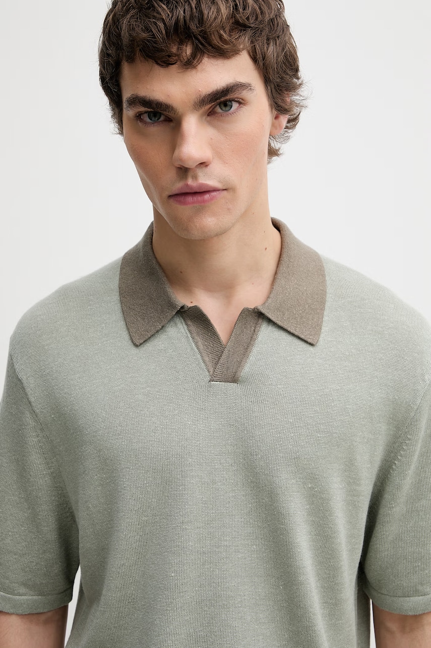 Calvin Klein úpletové polo tričko pánske s prímesou ľanu