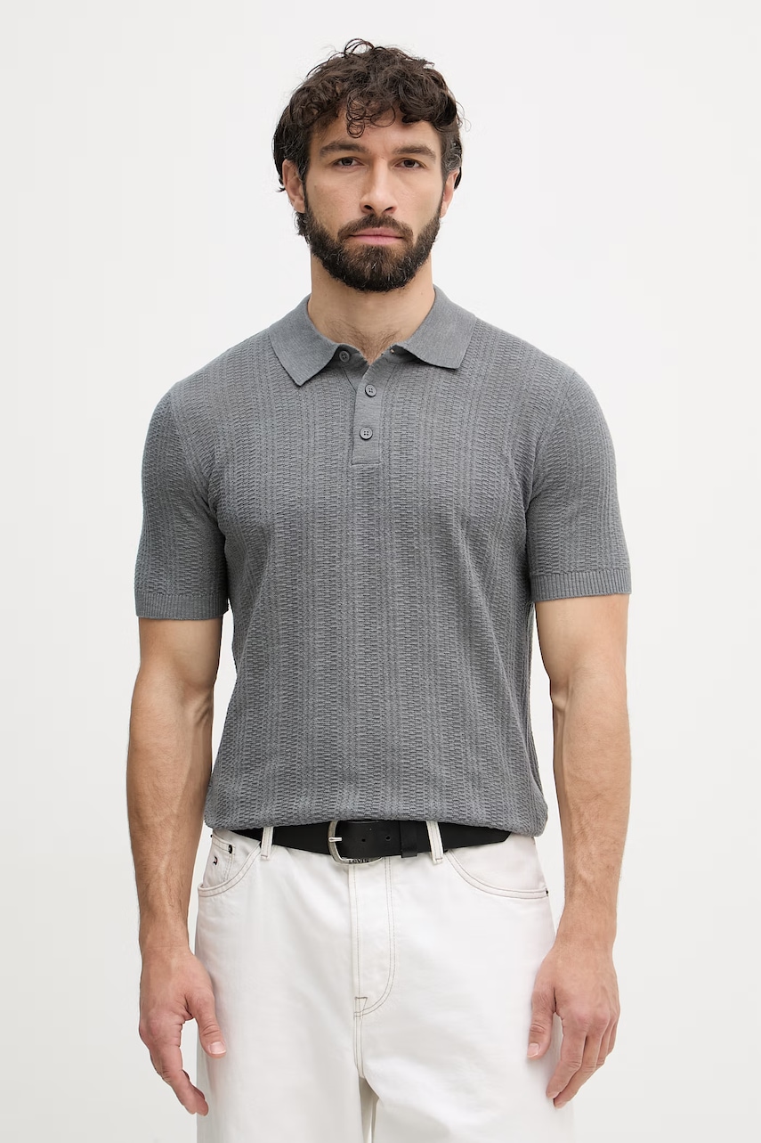 Ανδρικές μπλούζες polo united colors of benetton σε γκρι