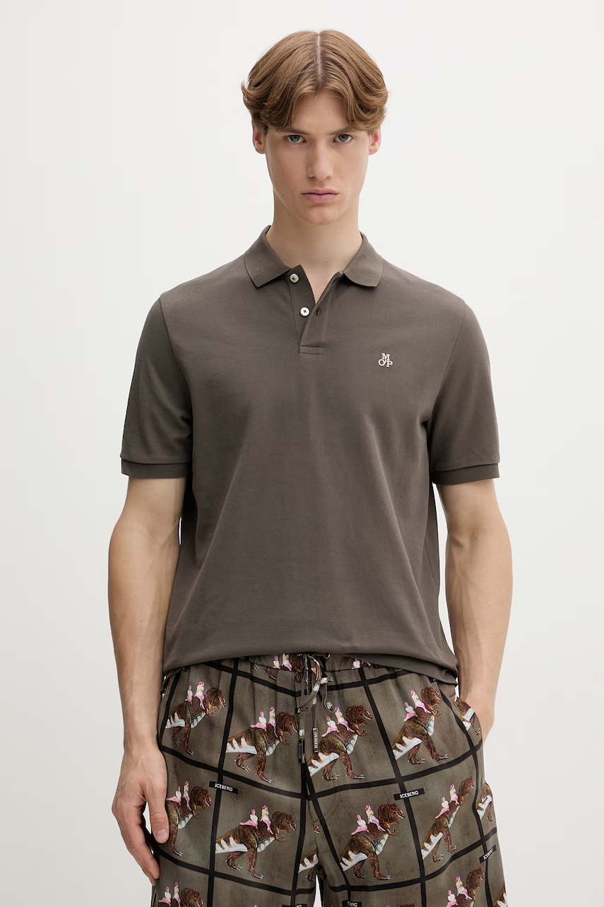 Marc O'Polo πόλο ανδρικό βαμβακερό 5000012674 καφέ M,XL,S,L