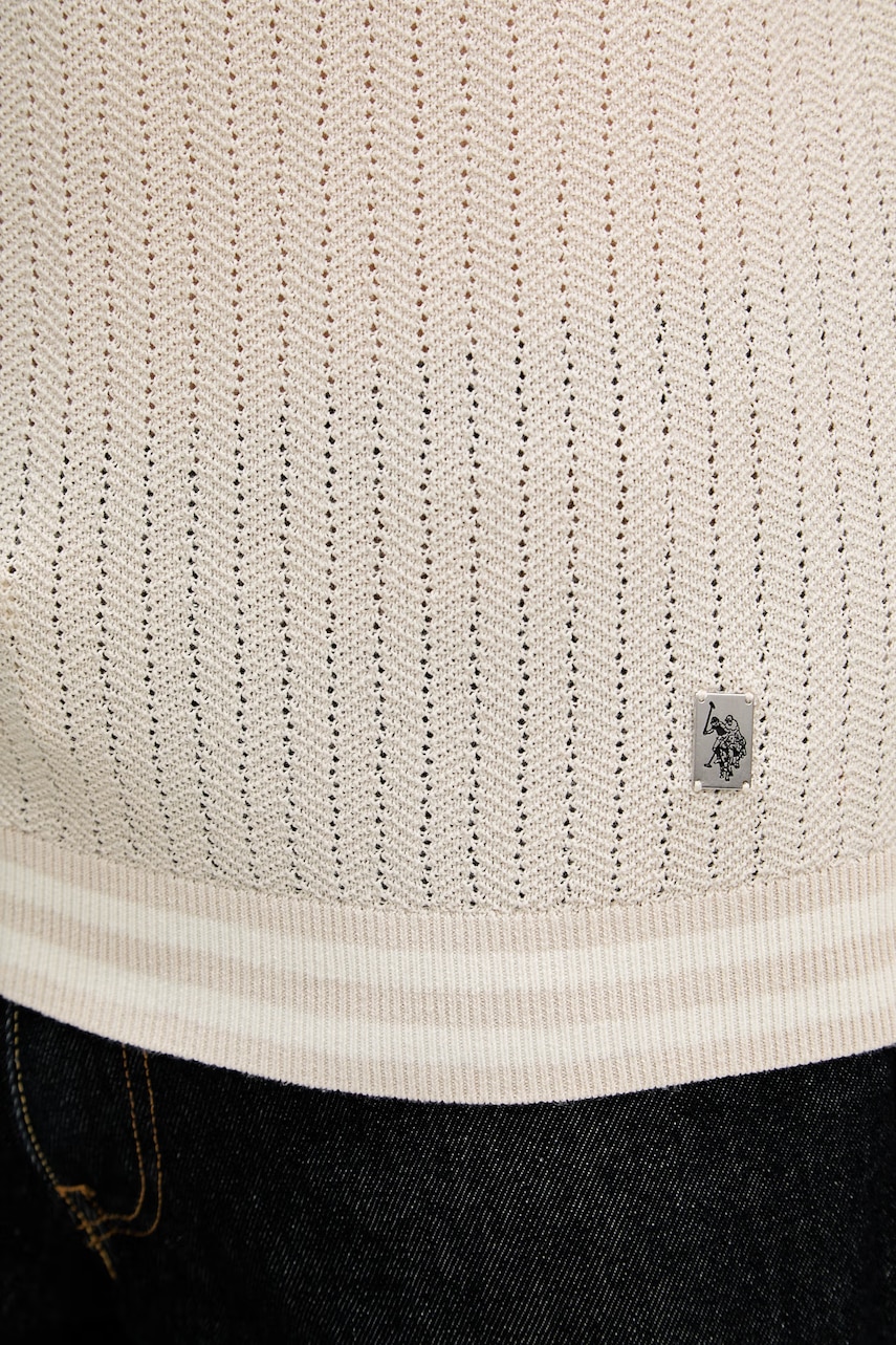 U.S. Polo Assn. polo tričko pánske s bavlnou TIPPED OPEN KNIT SS
