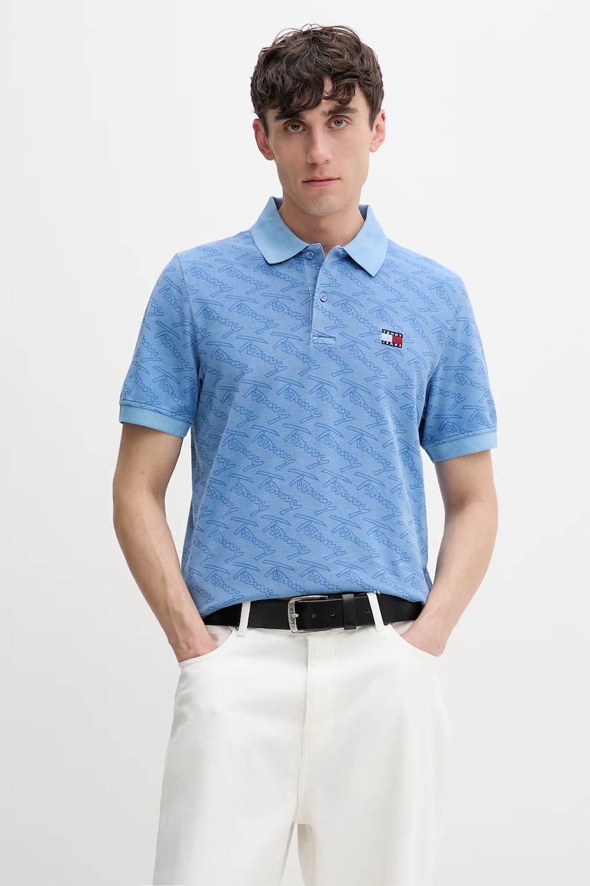 Tommy Jeans πόλο ανδρικό βαμβακερό