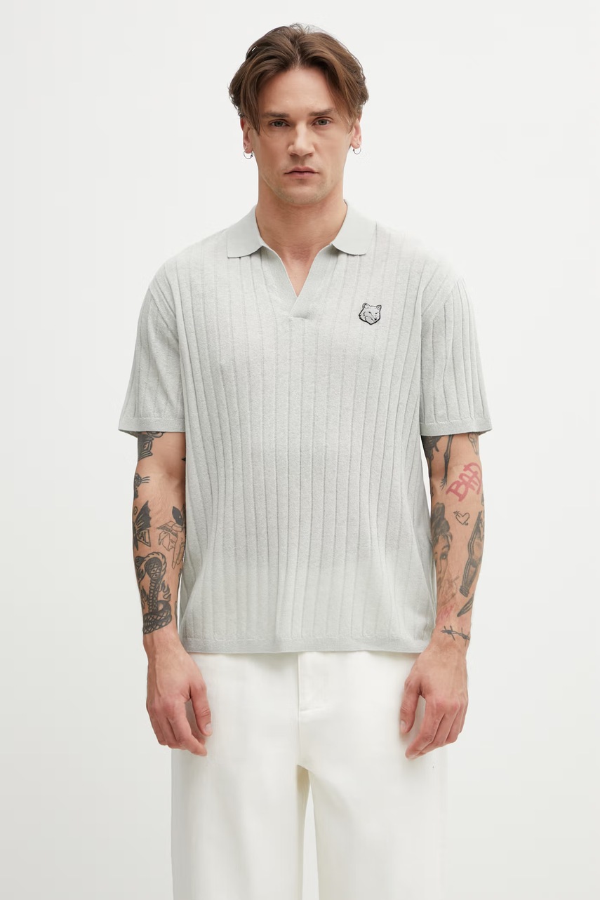 Maison Kitsuné polo męskie z lnem