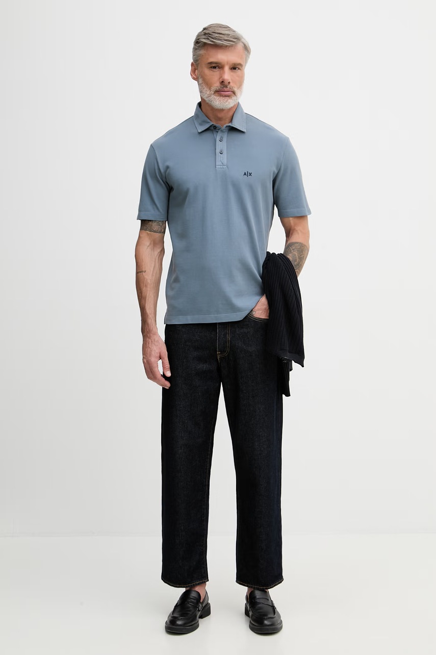 Armani Exchange polo tričko pánske bavlnené