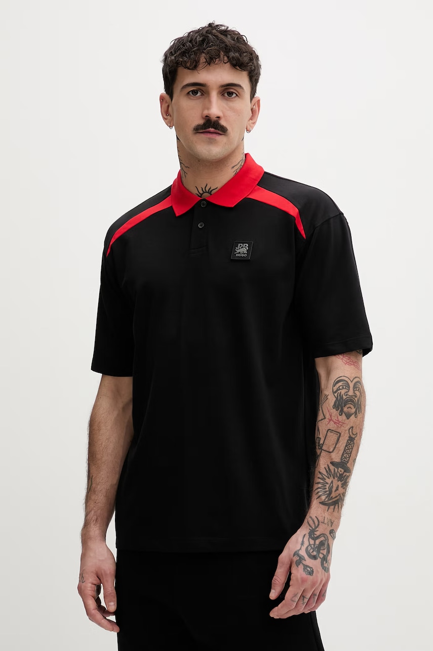 HUGO T-shirt ανδρικό βαμβάκι με ελαστάν Dunios_RB