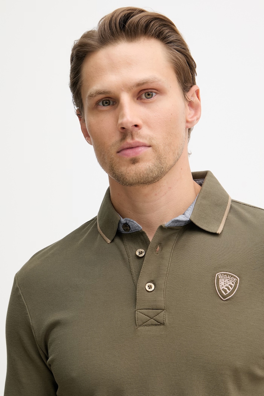Blauer polo tričko pánske bavlnené DAMON