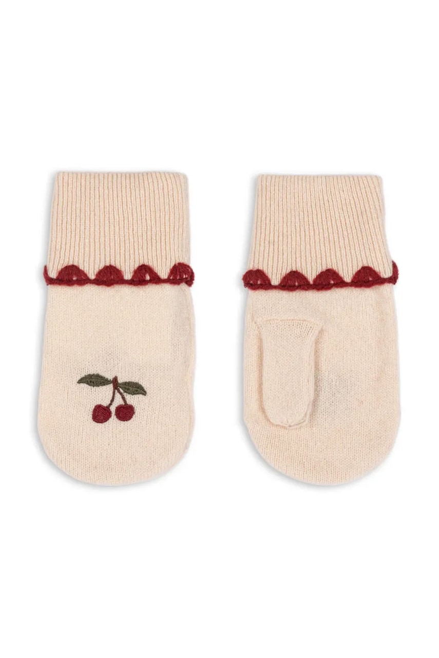 Levně Dětské vlněné rukavice Konges Sløjd COLLETTE MITTENS béžová barva, KS104272