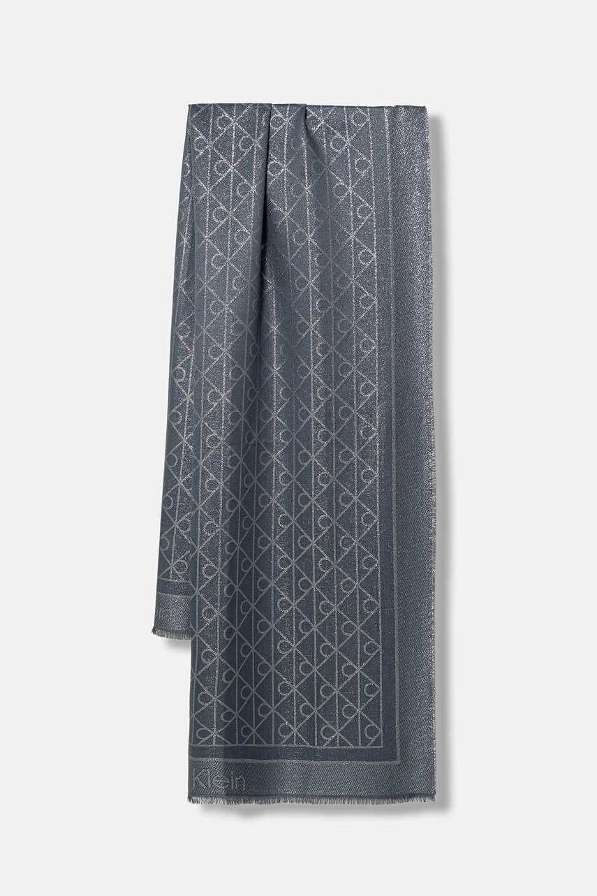 Levně Šála Calvin Klein dámská, modrá barva, LV04F8062G