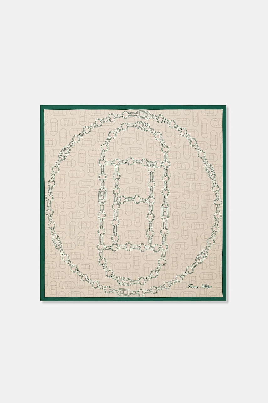 Tommy Hilfiger chusta jedwabna damska kolor beżowy AW0AW18277