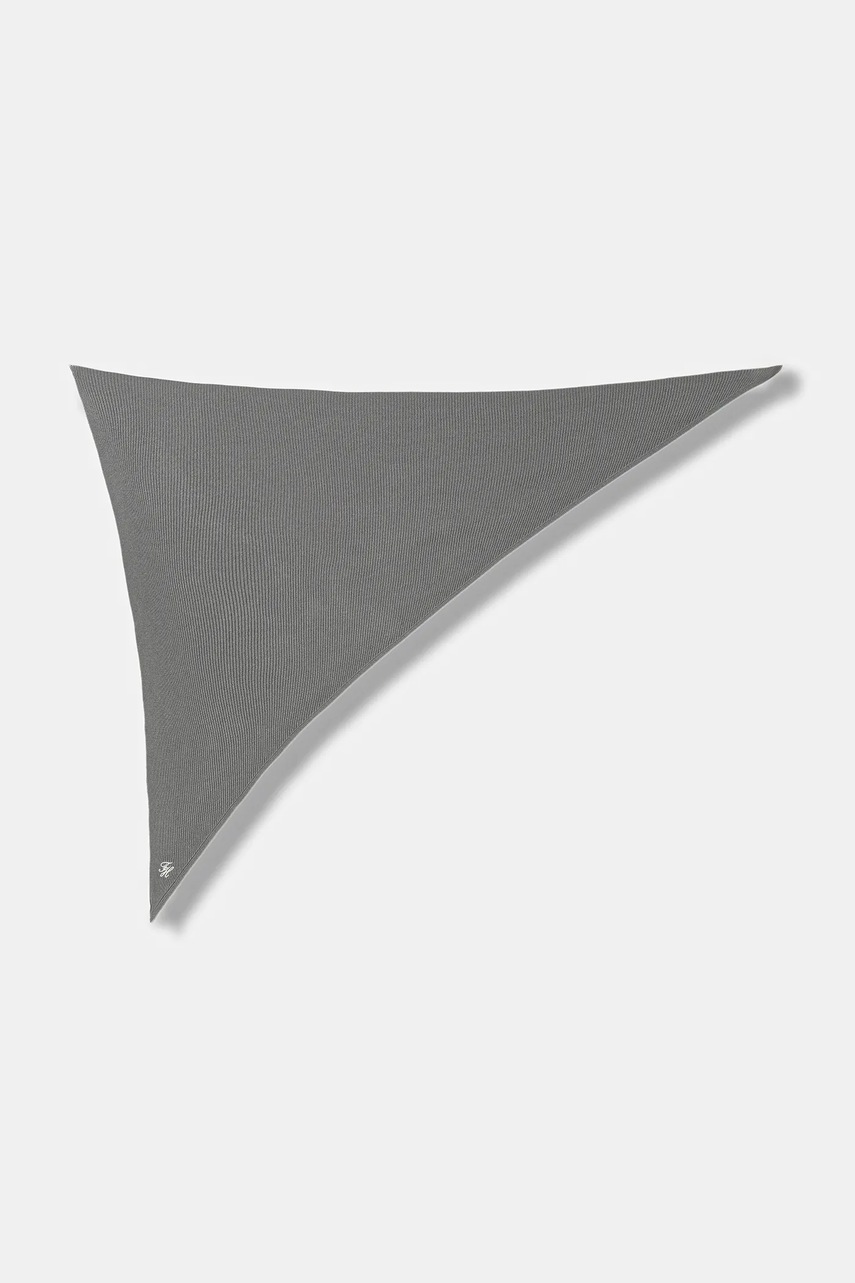 Levně Vlněný šátek Tommy Hilfiger šedá barva, AW0AW18516