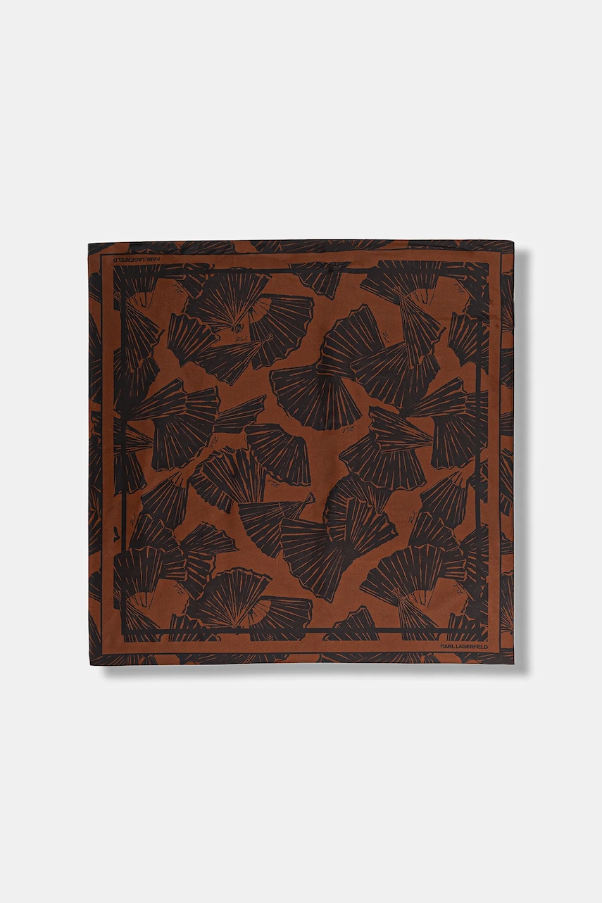 Karl Lagerfeld eșarfă de mătase K/SIGNATURE culoarea maro, cu imprimeu, B1W33024