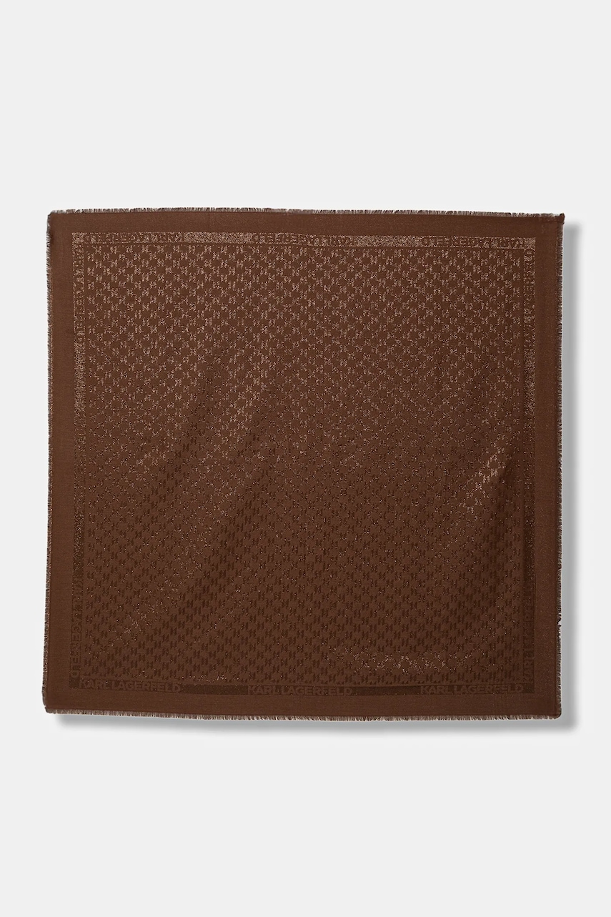 Karl Lagerfeld eșarfă din amestec de mătase K/MONOGRAM culoarea maro, uni, B1W33026