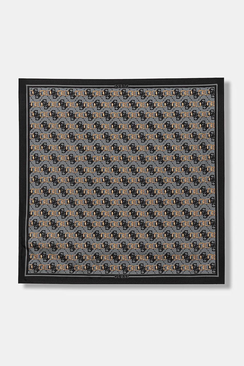 Guess apaszka jedwabna KARNILLA damska kolor szary wzorzysta AW5454 SIL03