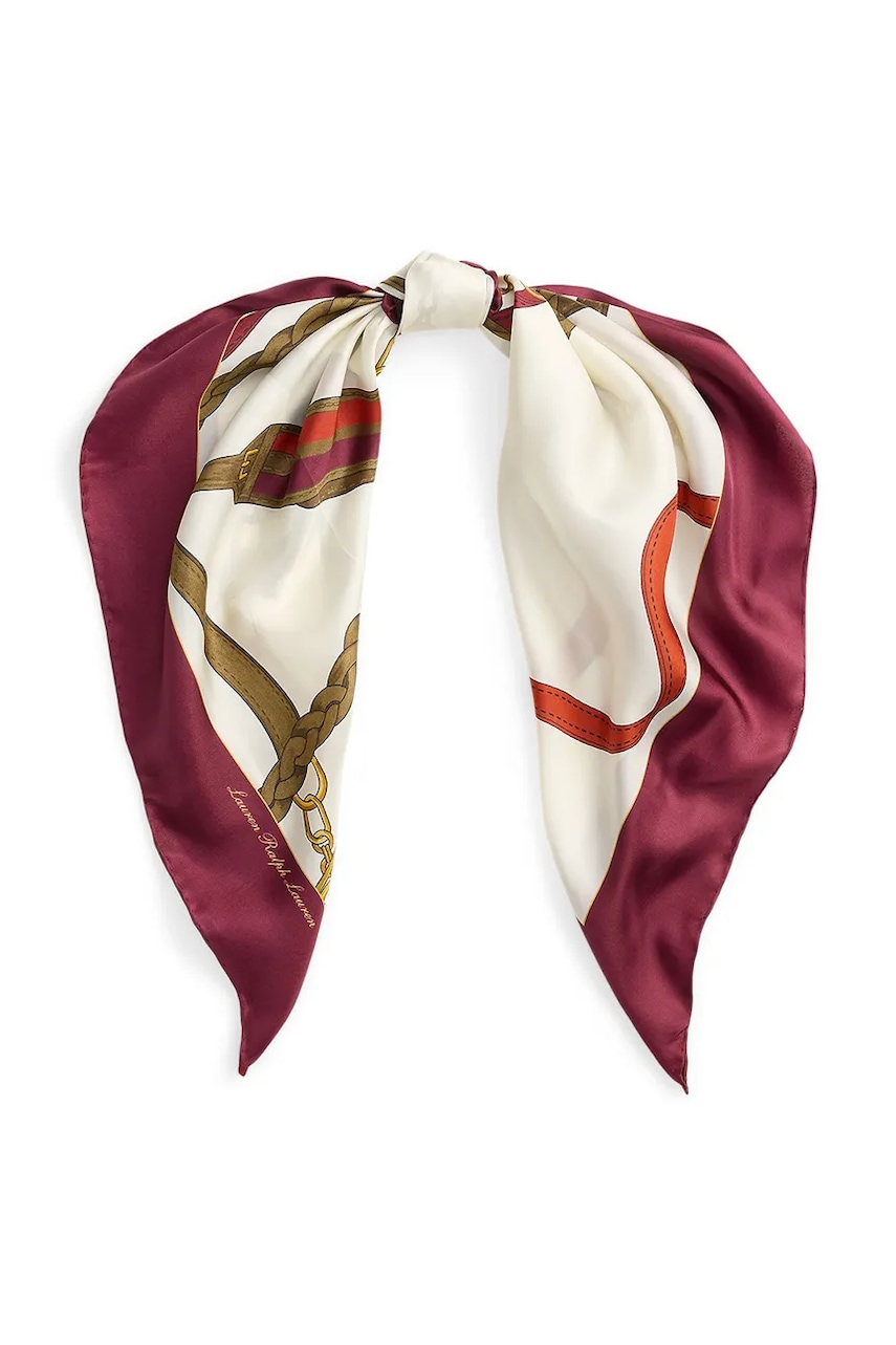 Levně Hedvábný šátek Lauren Ralph Lauren dámský, béžová barva, 454P09781