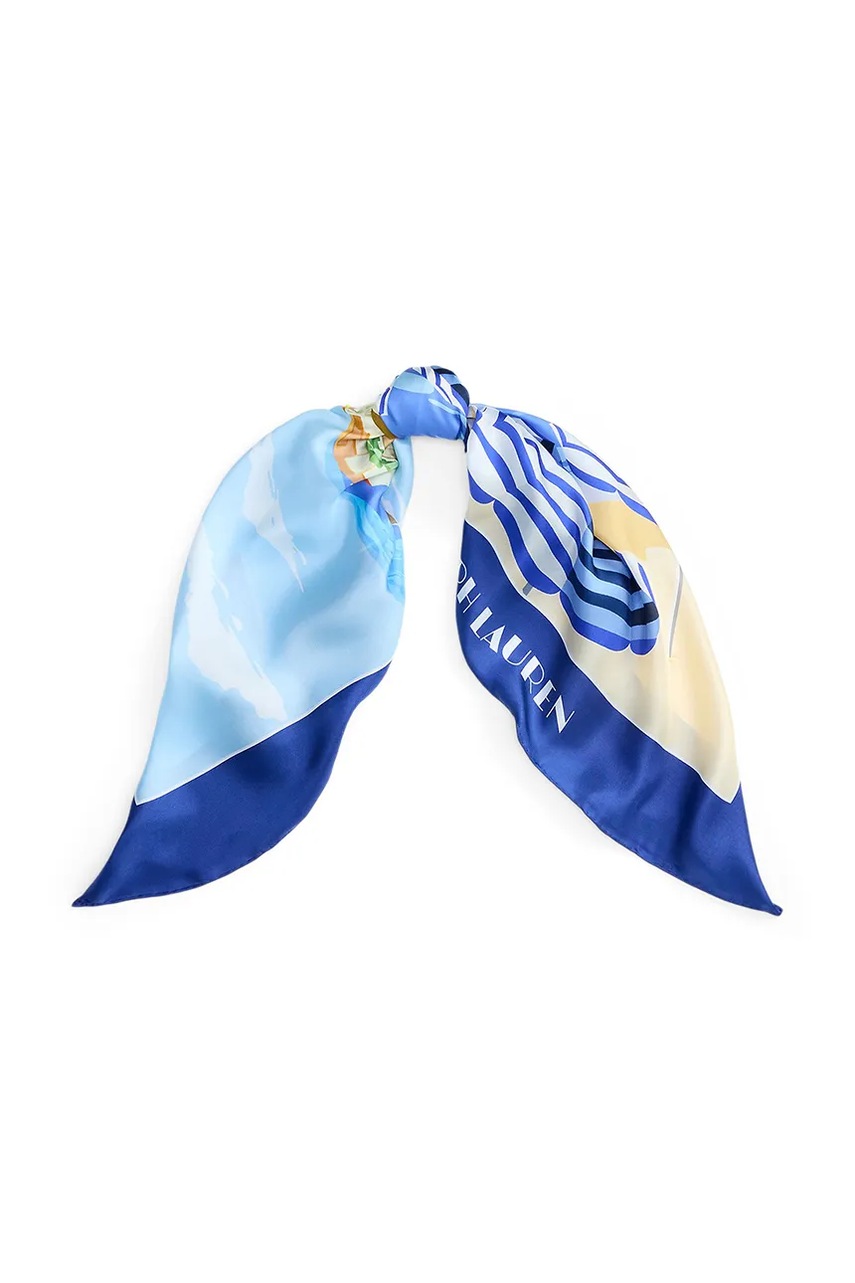Levně Hedvábný šátek Lauren Ralph Lauren dámský, tmavomodrá barva, 454P09790
