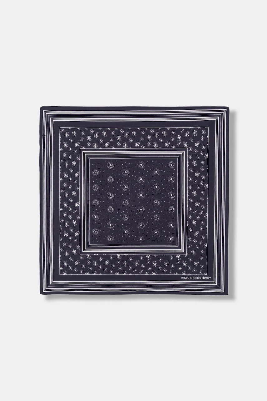 Marc O'Polo eșarfă din bumbac culoarea bleumarin, cu imprimeu, 5000007570