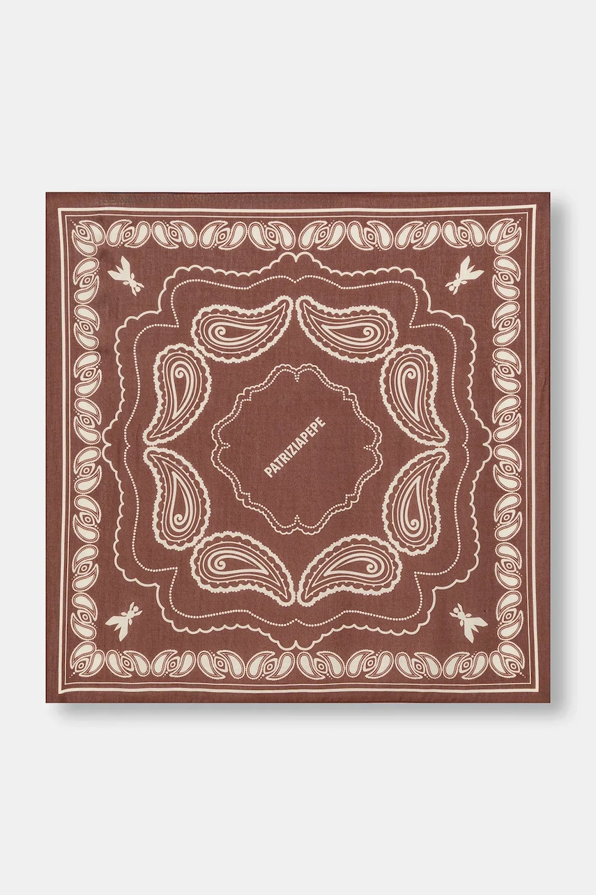 Levně Šátek s přídavkem hedvábí Patrizia Pepe hnědá barva, 8F0112 A706