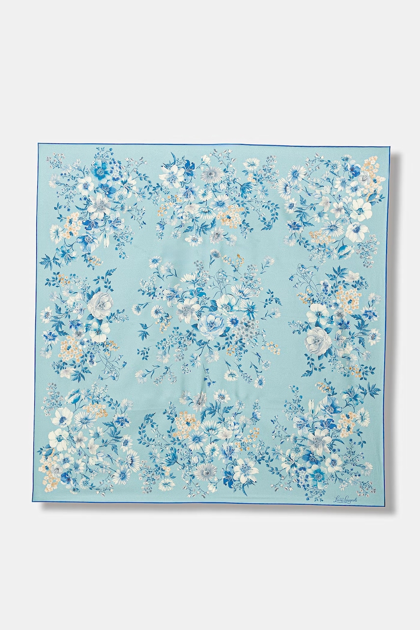 Luisa Spagnoli apaszka jedwabna Risoluto damska kolor niebieski wzorzysta 542866