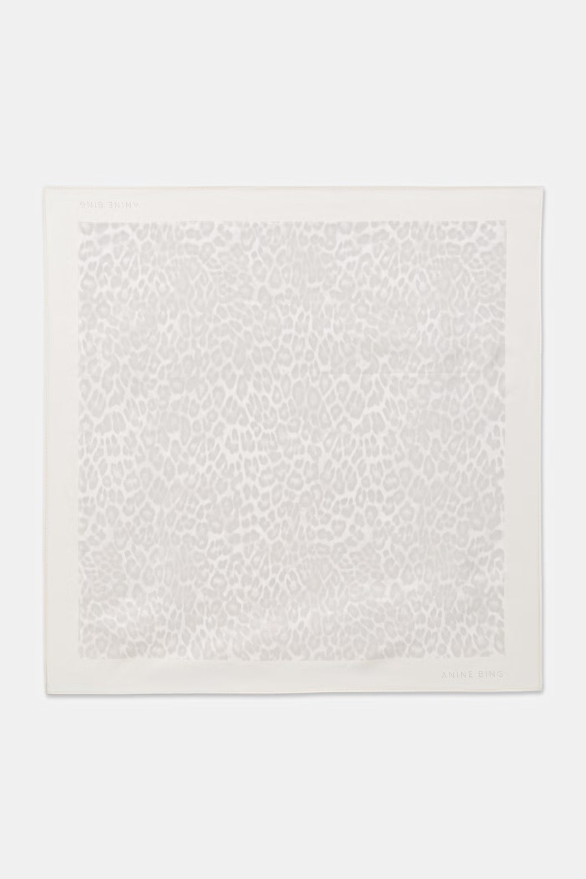 Anine Bing YORK SCARF - WASHED WHITE LEOPARD apaszka jedwabna damska