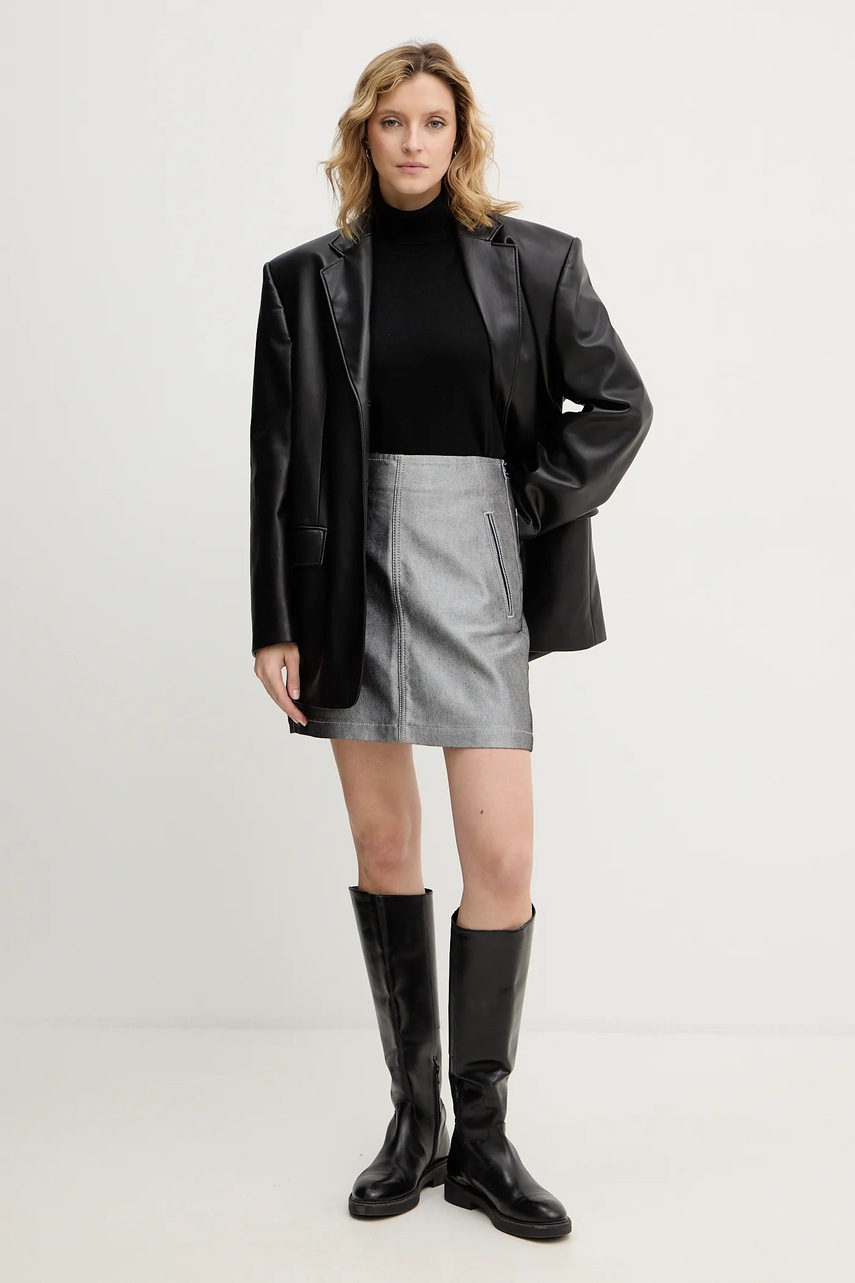 Τζιν φούστα Calvin Klein Jeans χρώμα: γκρι, LV047E716G φωτογραφία