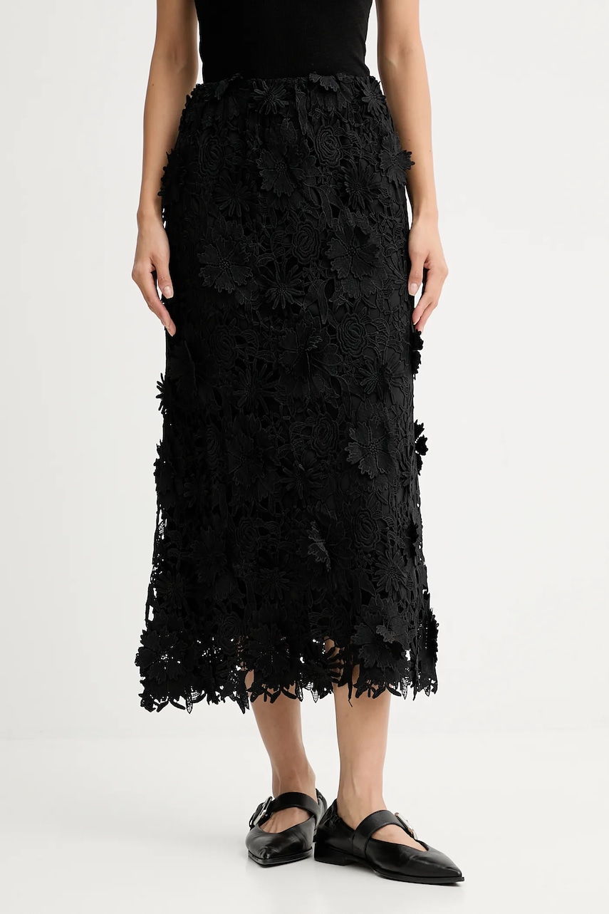 MUNTHE fustă POMI culoarea negru, midi, evazați, 254123625443