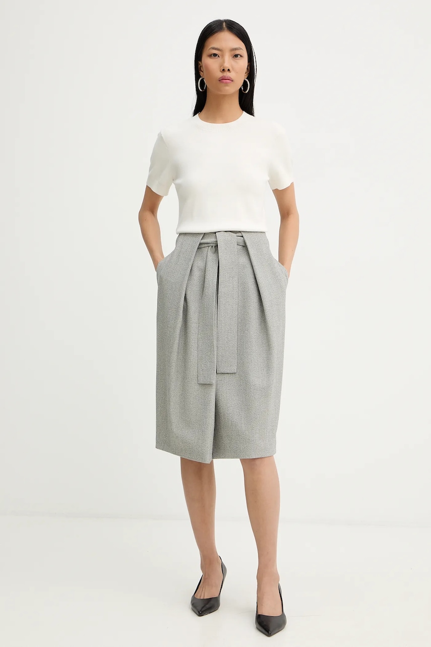 Sukně s příměsí vlny BOSS Vakava