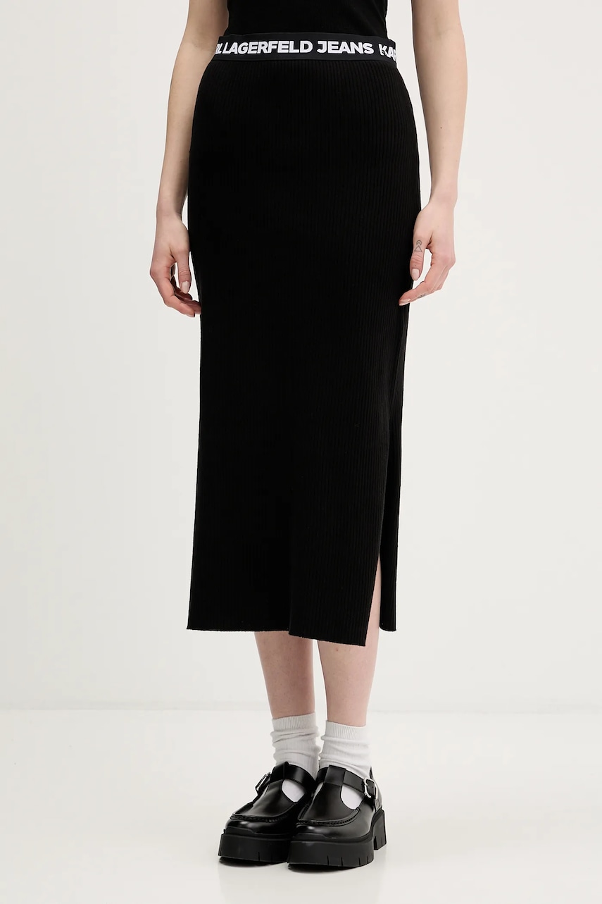 Karl Lagerfeld Jeans fustă culoarea negru, mini, drept, B1W12021