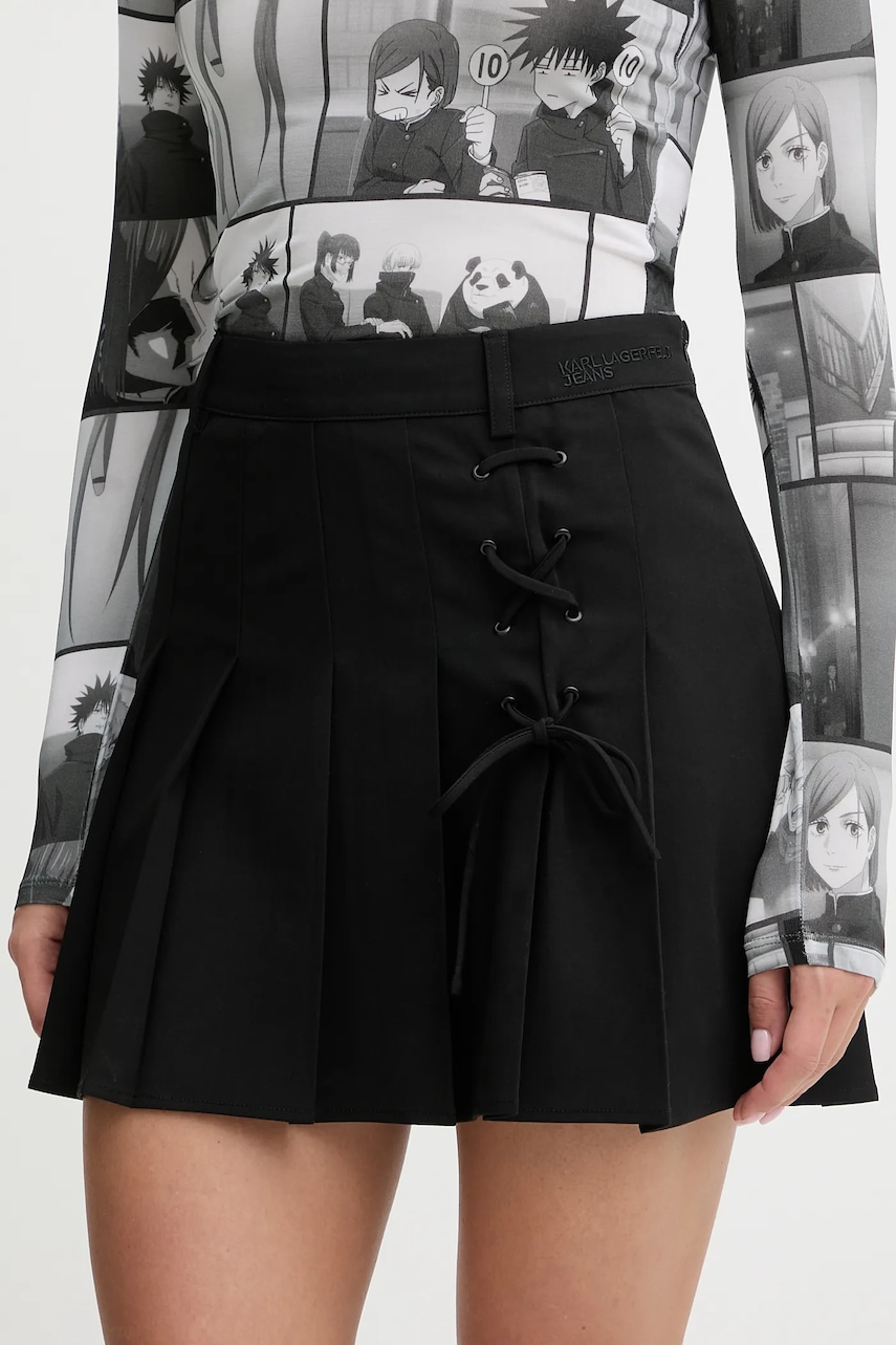 Karl Lagerfeld Jeans fusta culoarea negru, mini, evazati, B1W12020