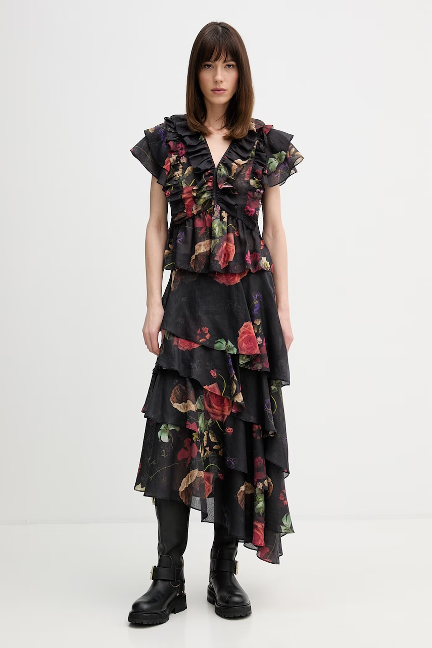 Φούστα με λινό AllSaints CAYA