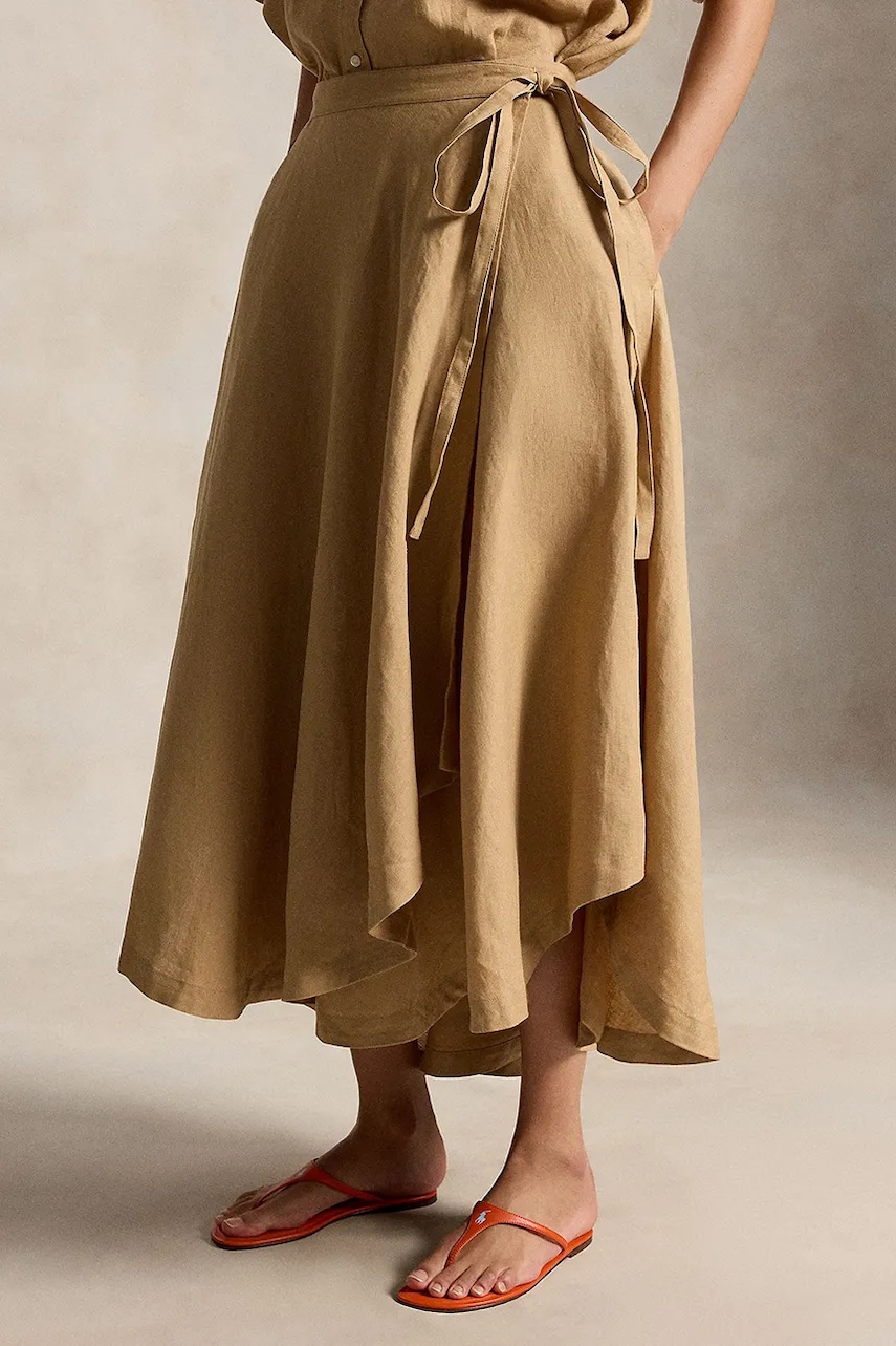 Polo Ralph Lauren fustă asimetrică din in