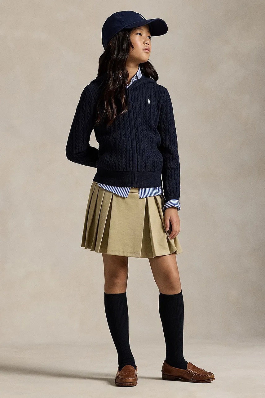 Levně Dětská sukně Polo Ralph Lauren béžová barva, mini, áčková, 313749584002