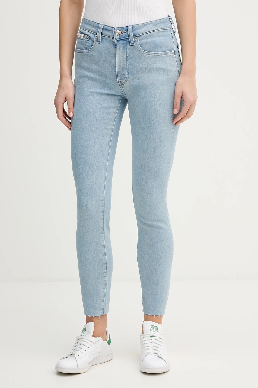 Levně Džíny Calvin Klein Jeans dámské, modrá barva, LV047E617G