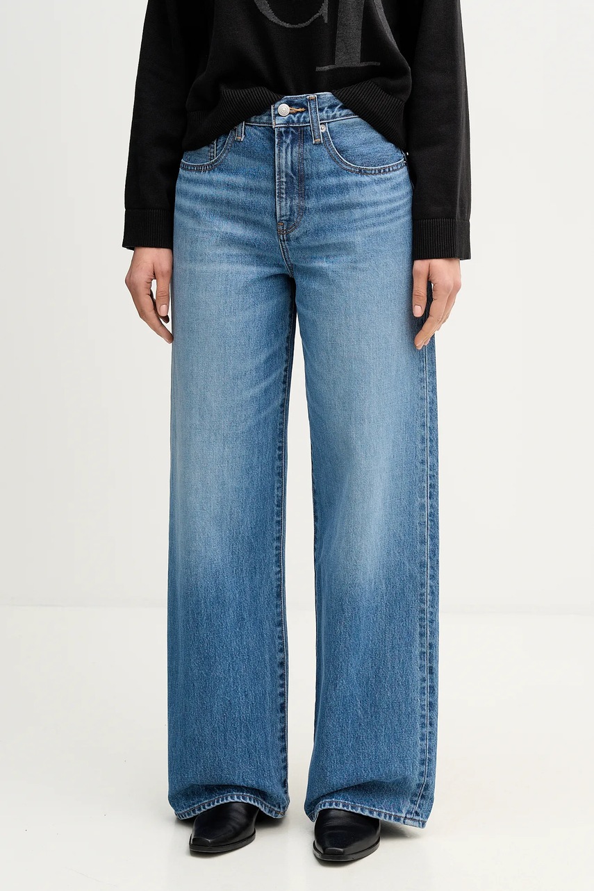 Levně Džíny Calvin Klein Jeans dámské, modrá barva, LV047E701G